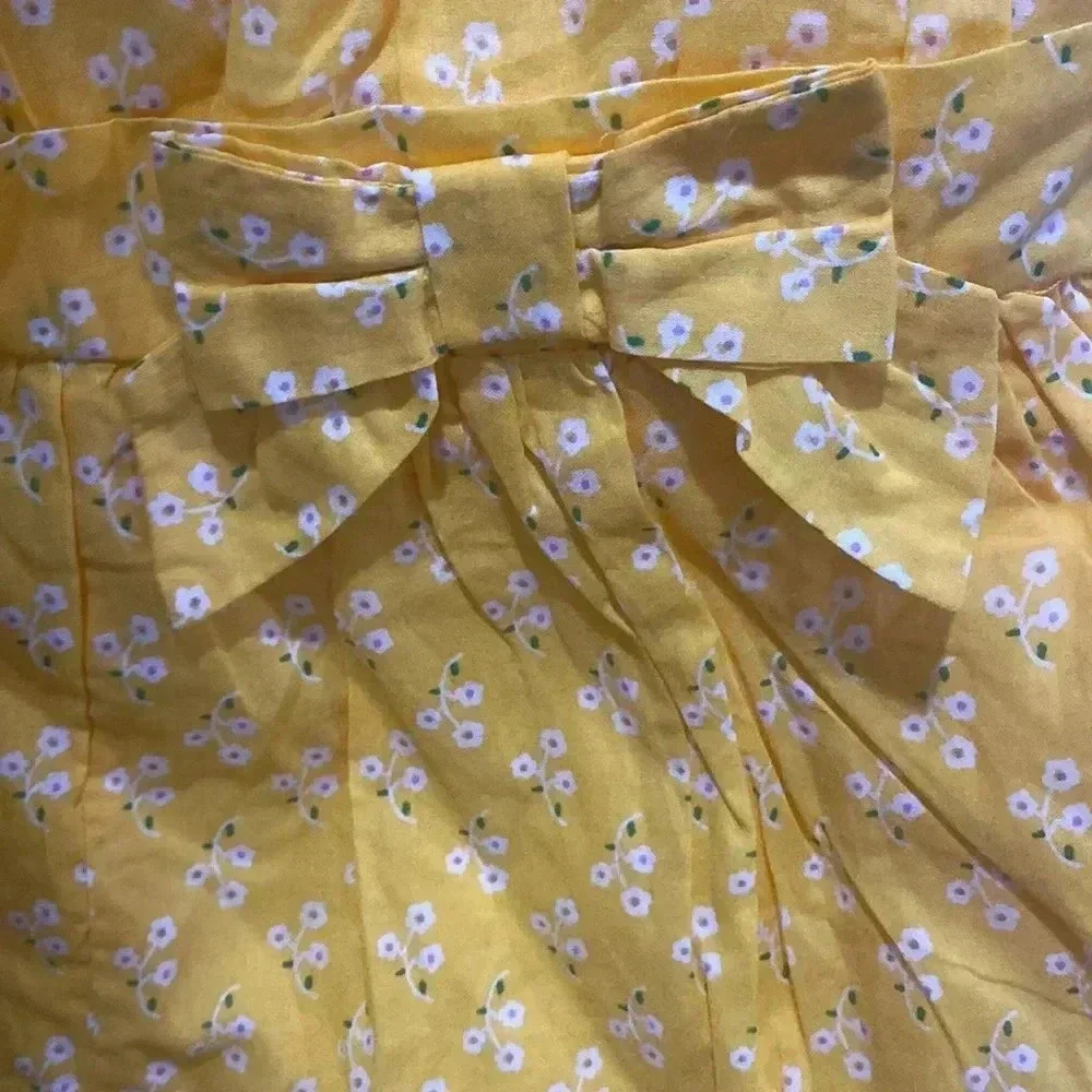 Janie and Jack Yellow Romper with pockets and bow Size 8 NWOT